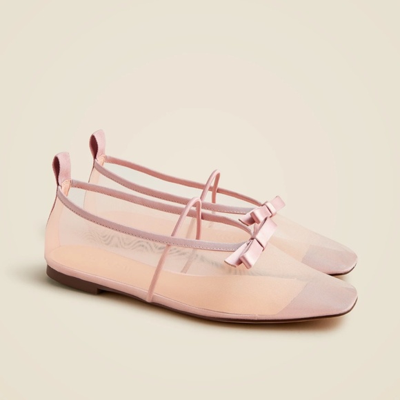 New J.CREW Size 7 Quinn Mary Jane Ballet Flats in Mesh in Warm Blush $138 CA796 - Picture 1 of 6